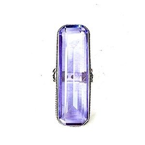 Vtg Handmade Baquette Ring with Faux Amethyst